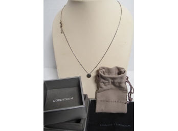 Genuine David Yurman Petite Pavé  Black Diamond Necklace Pendant In Box $550.00 Retail