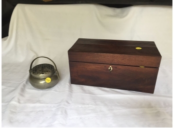 Antique Tea Caddy Ca. 1820 And Asian Diffuser Pot