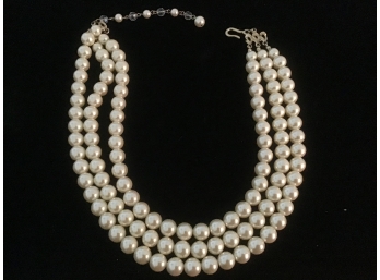 Triple Strand Pearl Necklace 18”