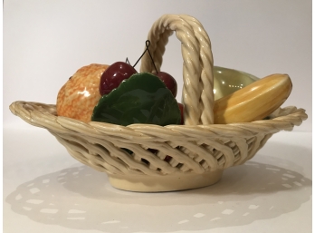 Vintage Bassano Italian Porcelain Fruit Basket