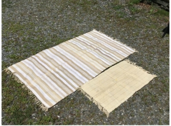 Pair Of  Cream And White Area Rugs