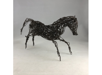 Mid Century Modern Abstract Metal Brutalist Wire Horse Sculpture
