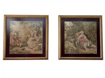 Two Framed Antique Tapestries