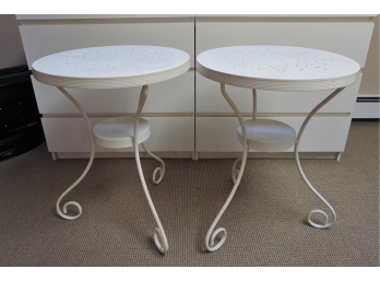 White Painted Metal Outdoor Tables With Star Pattern