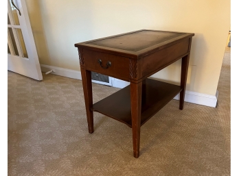 Single Drawer Tooled Leather End Table By Mersman - Unit 2