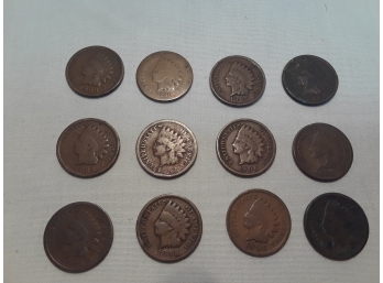12 Indian Head Pennies  *Look At Pics For Years*