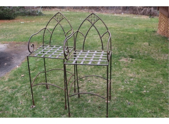 Huge Pair Of Wrought Iron Plant Stands