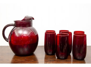 Antique Cranberry Glass Set