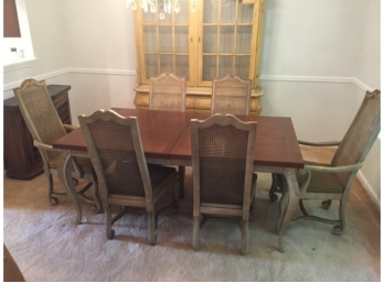 Drexel Heritage Rapport Dining Table With Eight Cane Back Dining Chairs