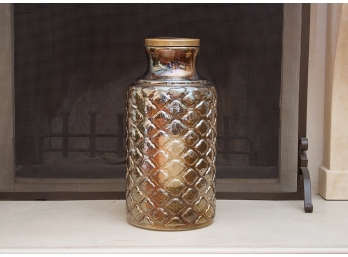 Large Iridescent Glass Jar Candle Holder