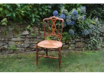 Carved Rush Seat Side Chair