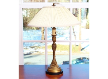 Vintage Bronze Candle Stick Mounted As A Lamp