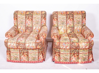 Pair Of Armchairs In Vintage Orientalist Upholstery