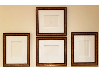 4 Burl Finish Photo Frames With Mats