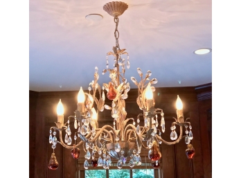Fun Six Light Amber Fruit And Crystal Chandelier