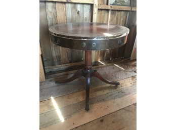 Leather Top Drum Table