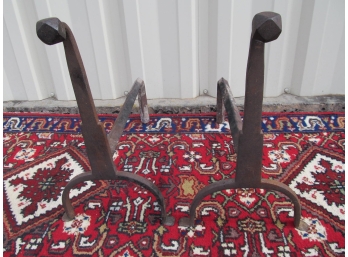Antique Hand Forged Andirons