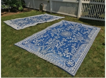 Mad Mats - Pair 6' X 9' Blue And White Outdoor Carpts