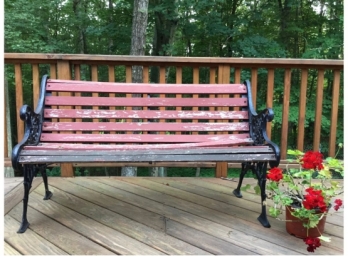 Outdoor Wood And Cast Iron Patio Bench