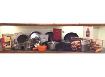 Large Group Of Pots, Pans & Amazing Cookbooks