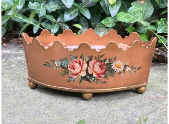 French Tin Oblong Paint Decorated Inkwell