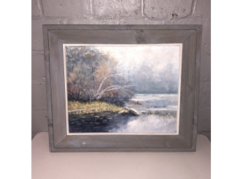 Vintage Abstract Oil On Canvas Waterscape Signed Cain