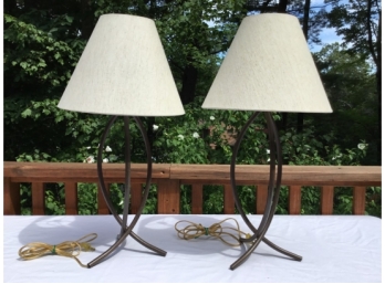 Pair Of Mid Century Modern Metal Table Lamps