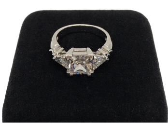 Sterling Silver Princess Cut Cubic Zirconia Ring