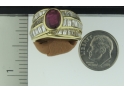 Natural Ruby Diamond Ring 18K Yellow Gold