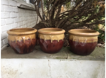 Three Ceramic Garden Pots