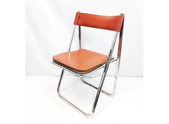Fantastic Mid Century Modern Tamara By Arrben Leather & Chrome Folding Chair