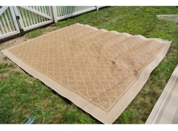 Beige Geometric Designed Outdoor Carpet