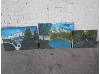 Three Oil Paintings On Canvas