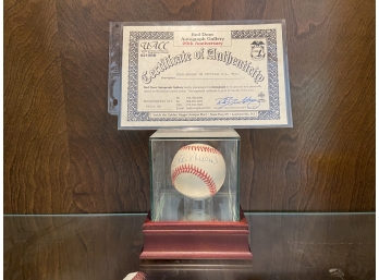 Stan Musial Autographed Baseball In Glass Display Case With COA