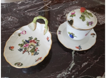 Vintage Herend Cup And Saucer And Small Candy Bowl