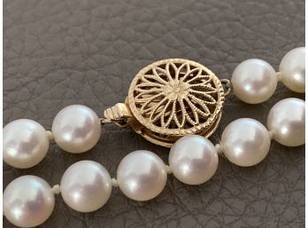 30” Pearl & 14K Gold Necklace