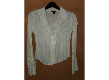 Liakes New York Top Size Medium White With Polka-dots And Pinstripes