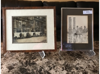 Vintage New York Photograph & A Pencil Drawing Of The Twin Towers