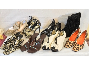 Seven Pairs Of Fashion Heels & One Pair Of Ankle Boots