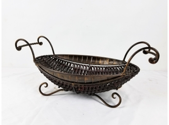 Vintage Wrought Iron Wicker Planter Basket