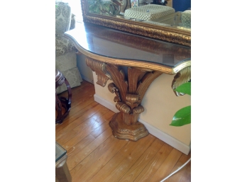 Vintage Carved Wood Pedestal Table