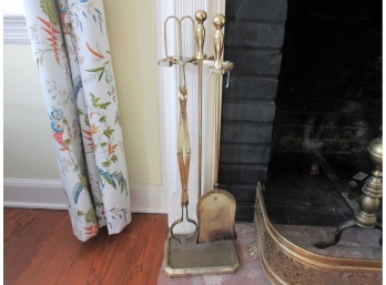 Unusual Antique Bass Fireplace Tools  With Scissors Form
