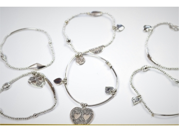 Six Silver Plate Heart Charms