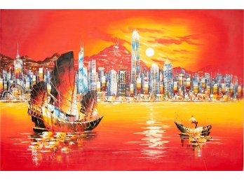 Leung King Oil On Canvas Asian Skyline