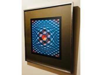 Mid Century Modern Geometric Op Art Print For Moreddi Raymor