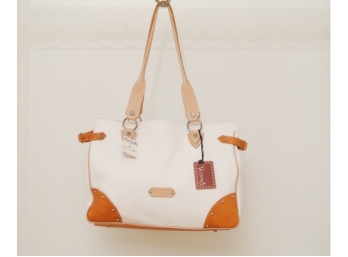 White Pebble Leather Handbag