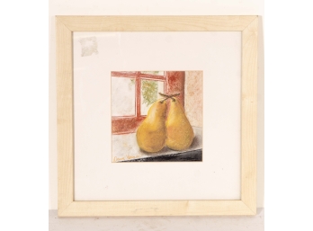 Oil Pastel Of Two Pears By Donna Newman