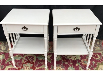 Pair Of Nice Vintage End Tables With Dovetail Drawers