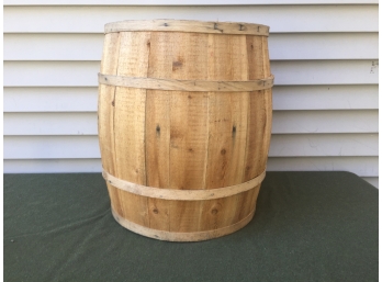 Super Vintage Rough Sawn Wood Barrel Keg. Stands 22 1/4' High And 18 1/2' Across The Top. Excellent.