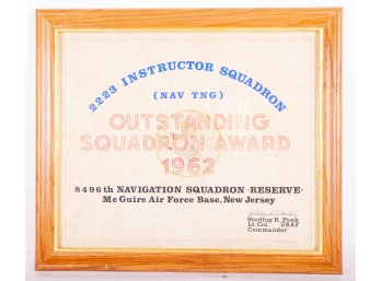 Vintage 1962 Outstanding Squadron Award From McGuire Air Force Base, NJ